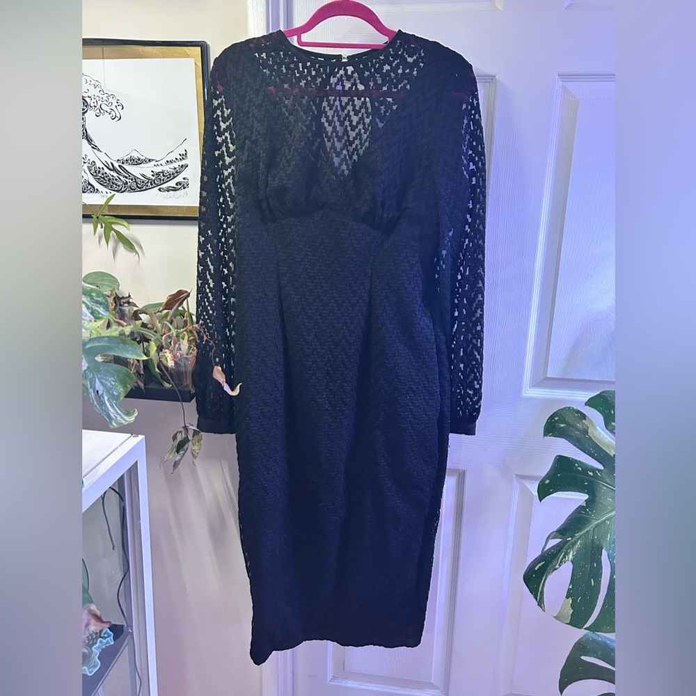 Chic Black Lace Long Sleeve Dress
